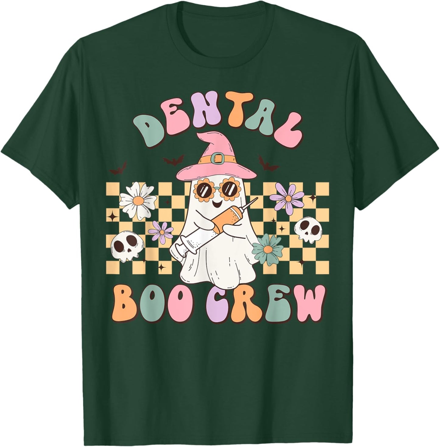 Dental Boo Crew Retro Halloween Dental Assistant T-Shirt - T-Shirt | Forest