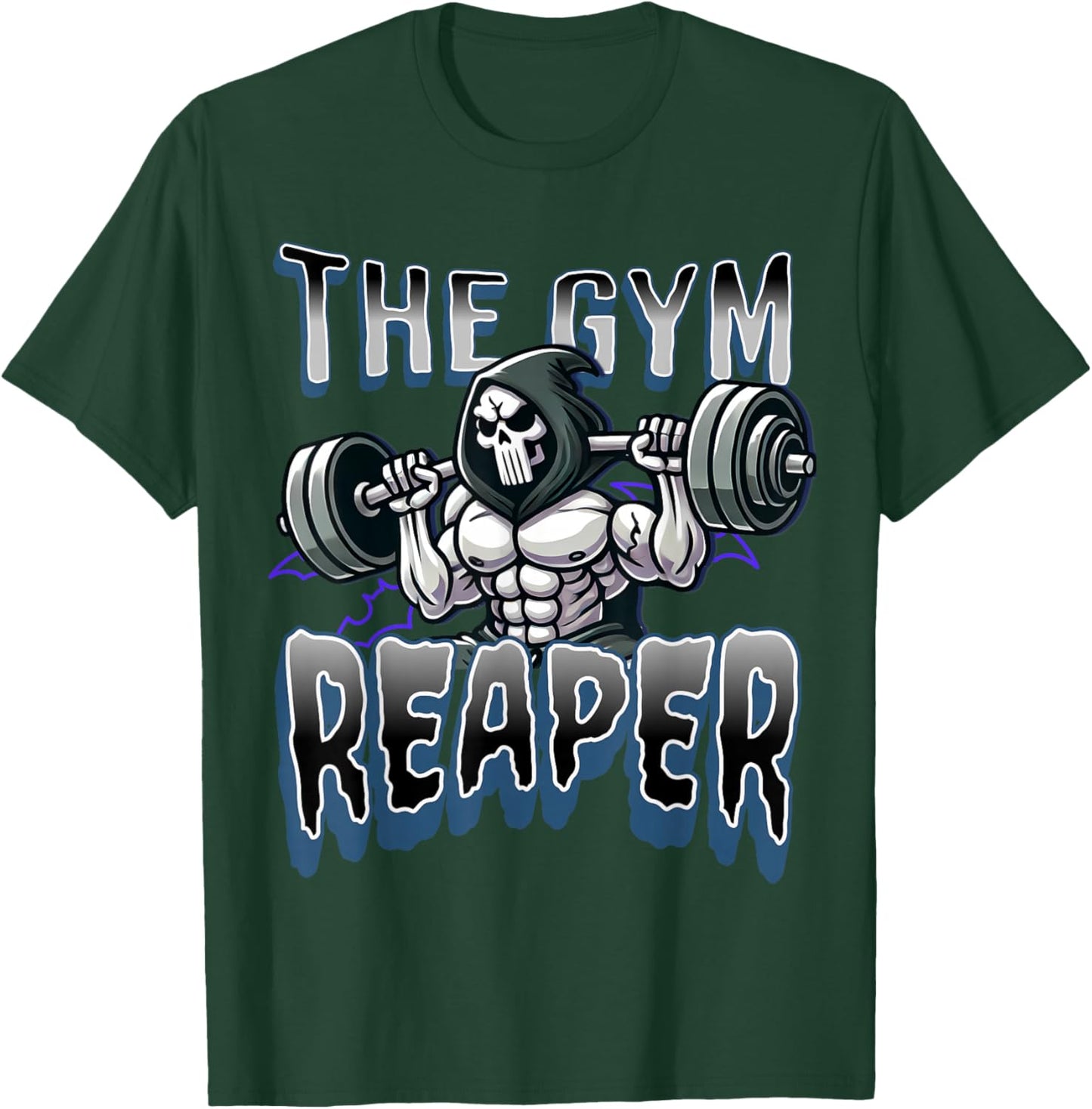 Grim Reaper Workout Gym Halloween : Gym Reaper Design, Black, -Adults, Short Sleeve, , Size Small T-Shirt - T-Shirt | Forest