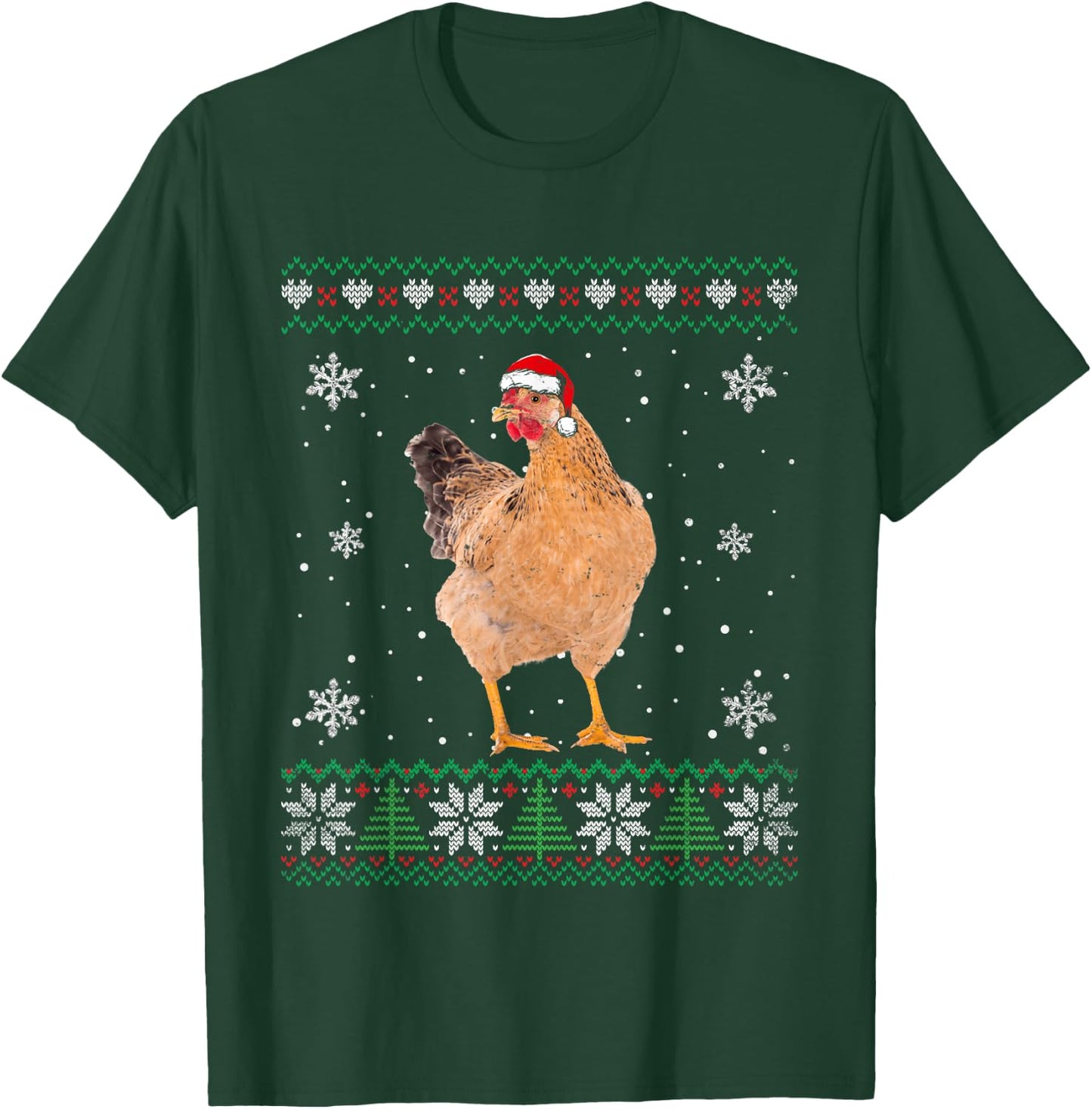 Santa Chicken Ugly Sweater Animals Christmas Pajama T-Shirt - T-Shirt | Forest
