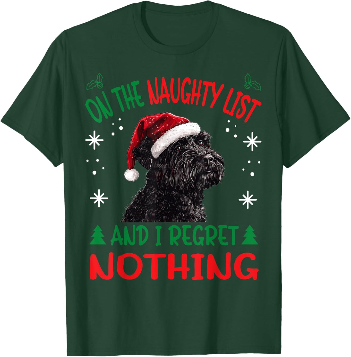 Cute Bouvier Des Flandres Dog Christmas On The Naughty List T-Shirt - T-Shirt | Forest
