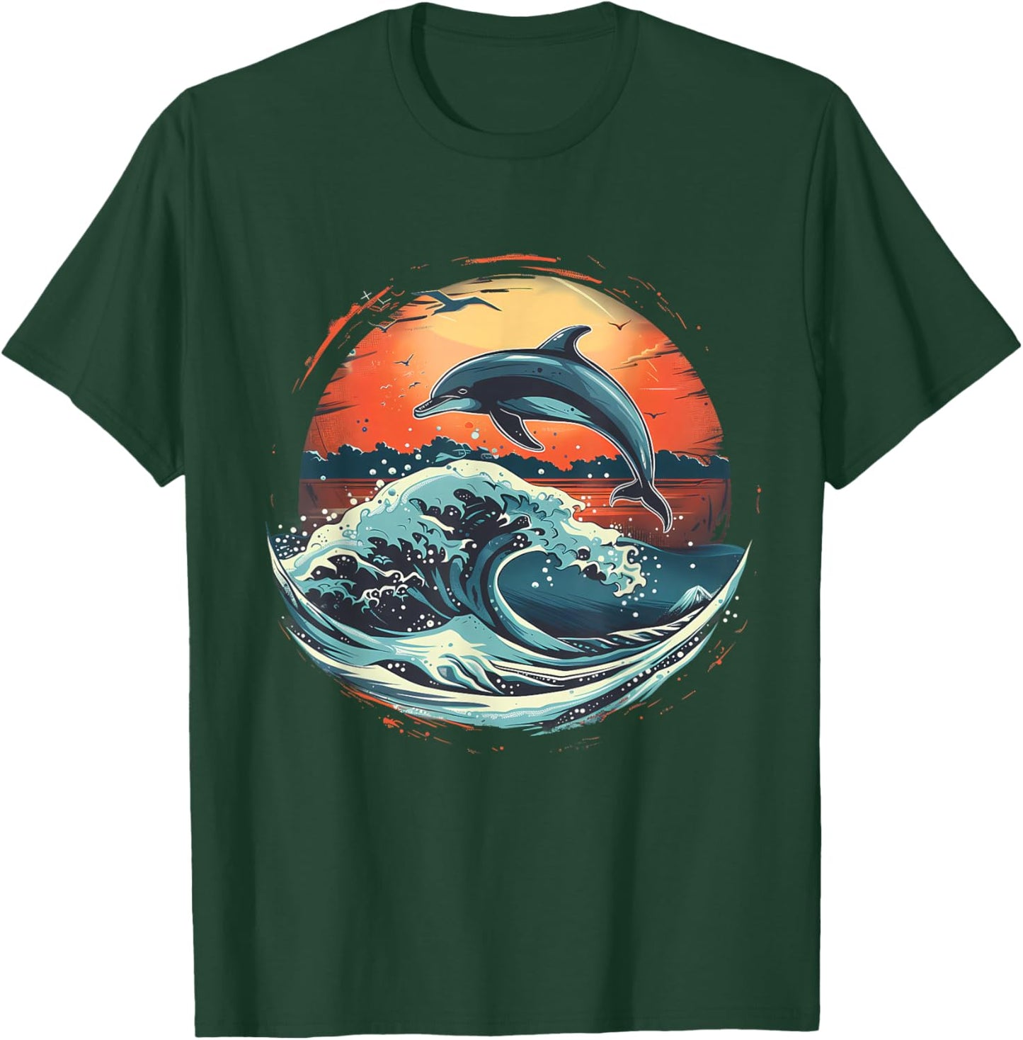 Dolphin Sunset Ocean Sea Dolphin Sea Ocean Animal Lover T-Shirt - T-Shirt | Forest