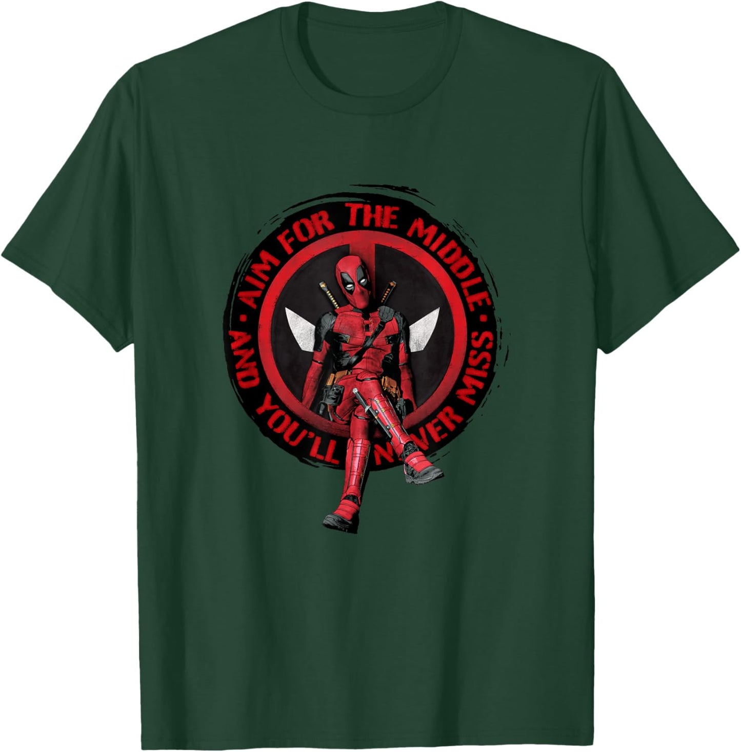Marvel Studios Deadpool & Wolverine Aim for the Middle Quote T-Shirt - T-Shirt | Forest