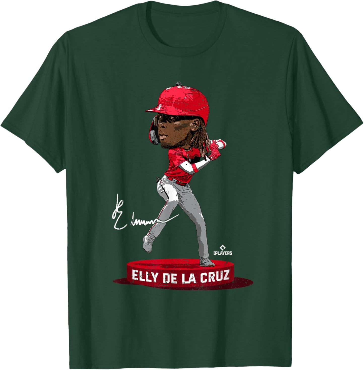 Bobblehead Elly De La Cruz Cincinnati MLBPA T-Shirt - T-Shirt | Forest