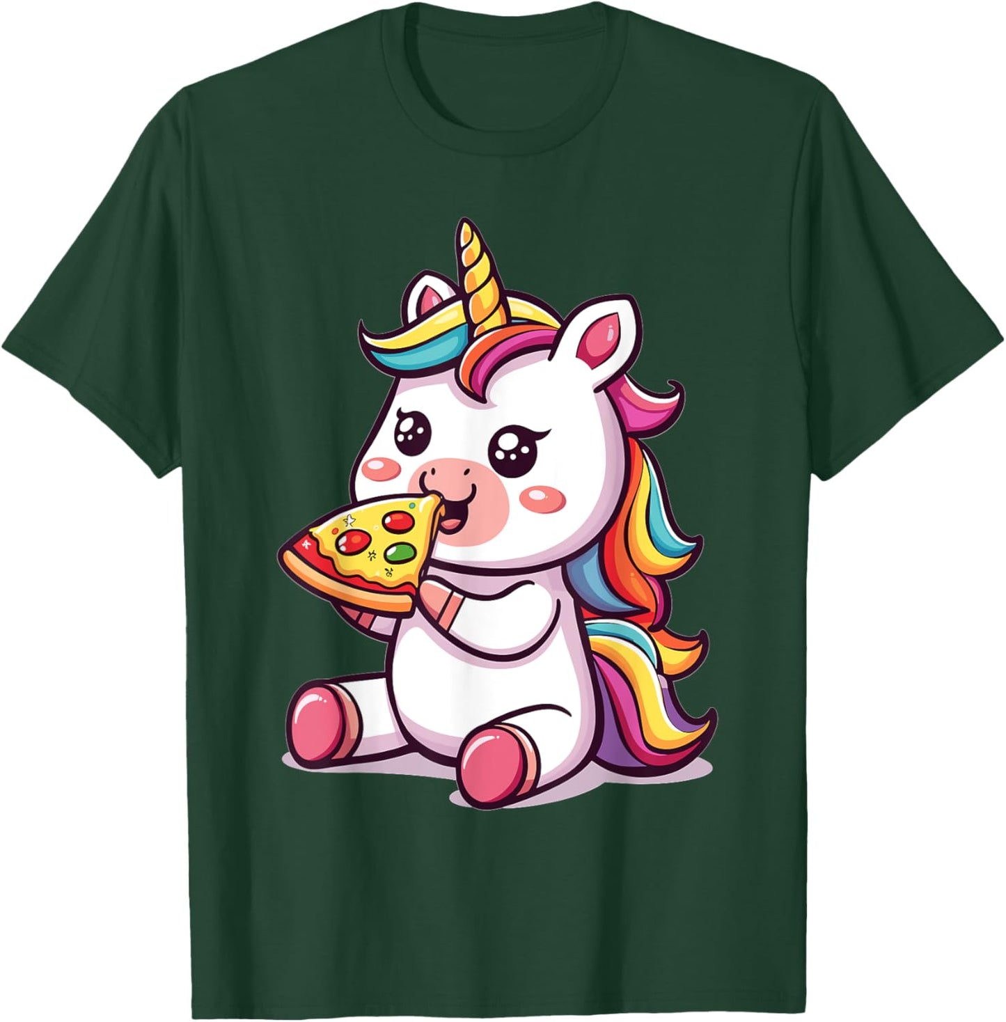 Funny Unicorn eating Pizza Graphic T-Shirt - T-Shirt | Forest