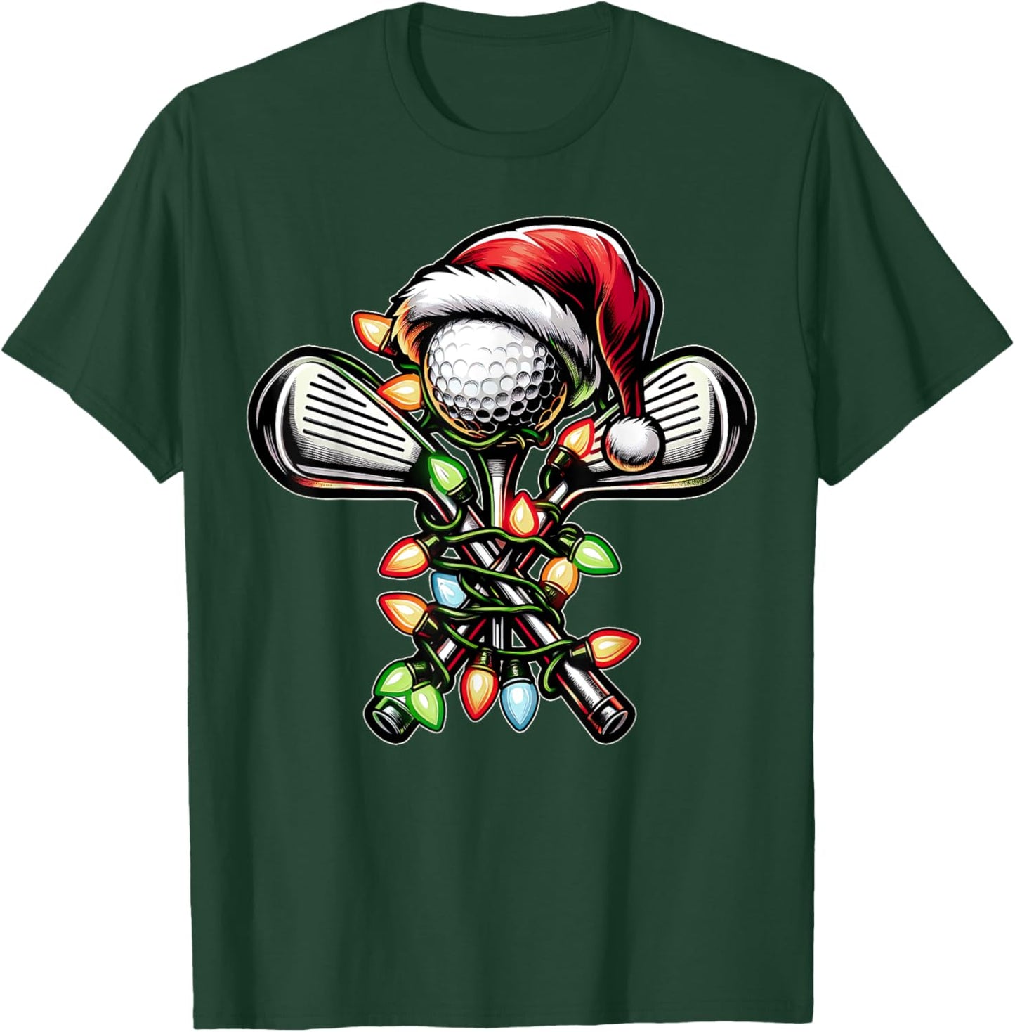 Golf Golfer Golfing Christmas Hat Xmas T-Shirt - T-Shirt | Forest
