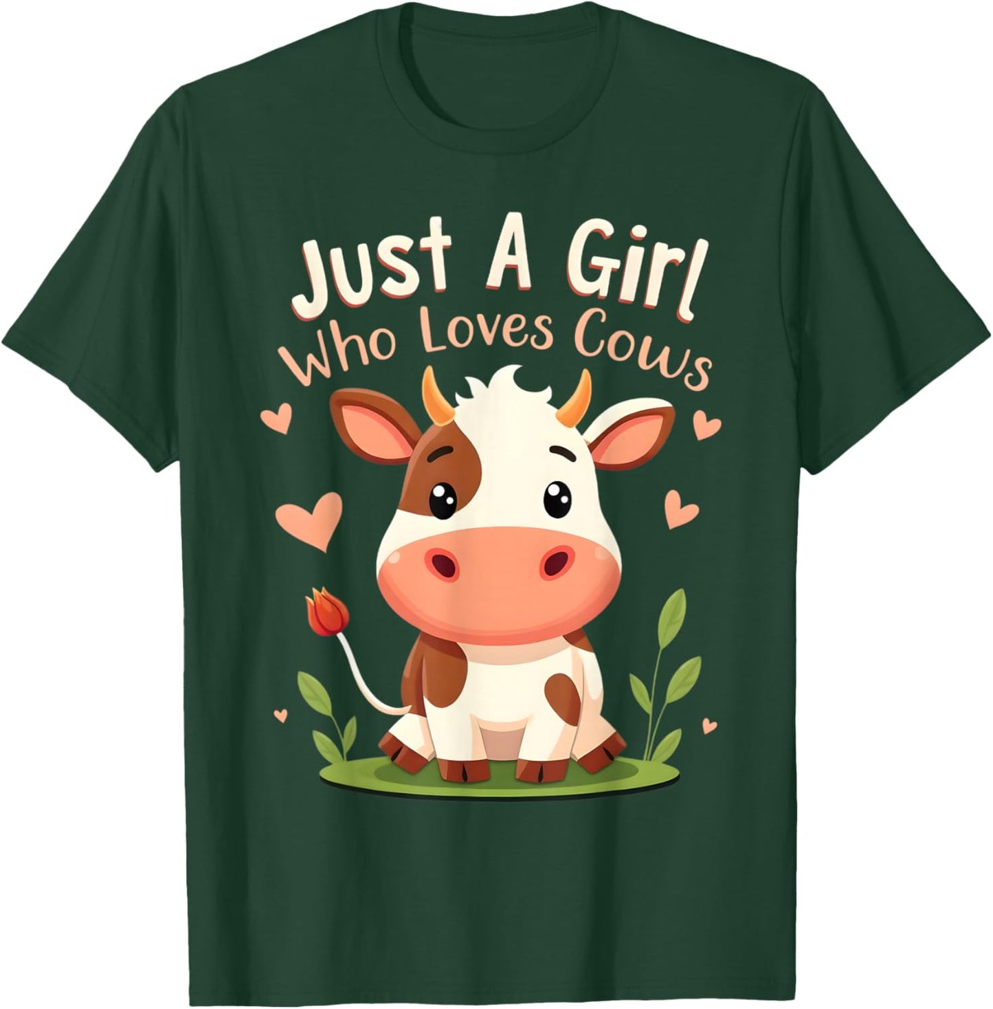 Just A Girl Who Loves Cows Cute Cow Art T-Shirt - T-Shirt | Forest