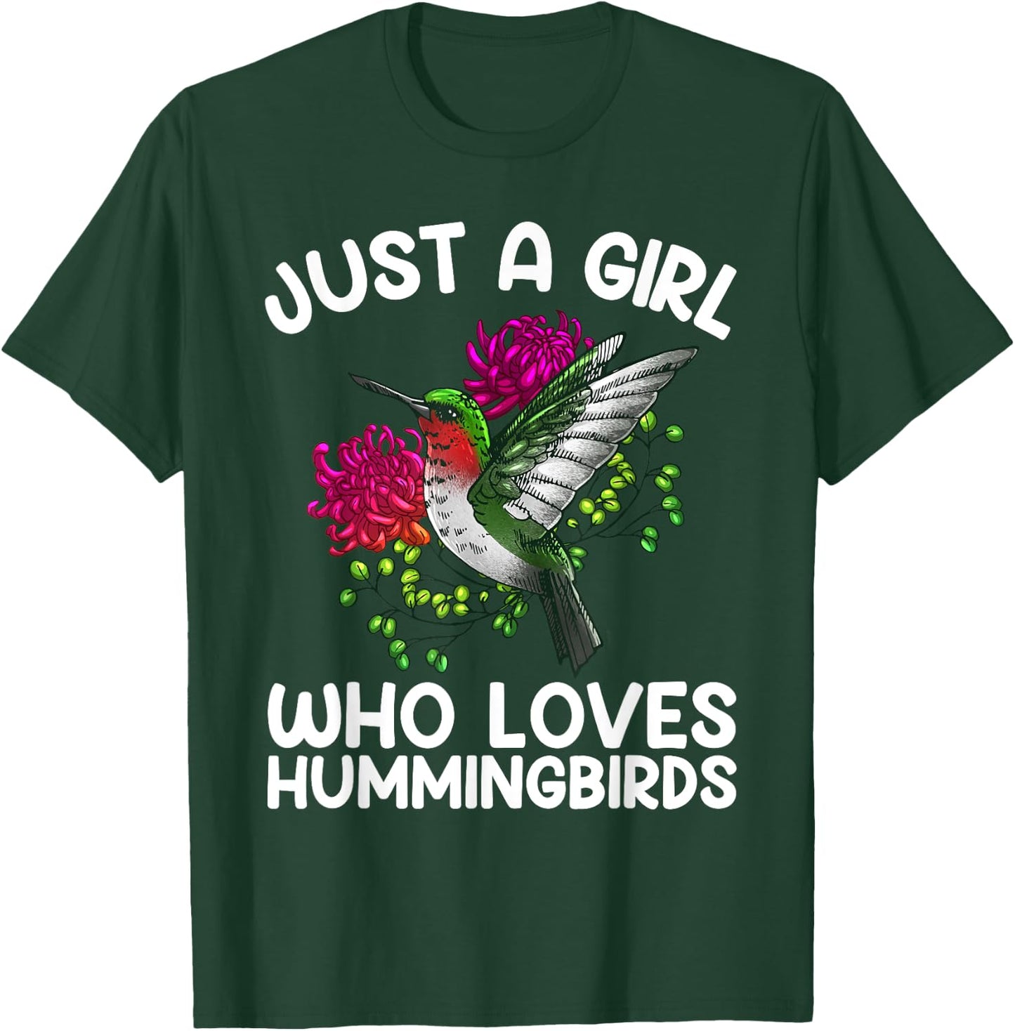 Cool Hummingbird Girl Tropical Bird Watcher Birder T-Shirt - T-Shirt | Forest