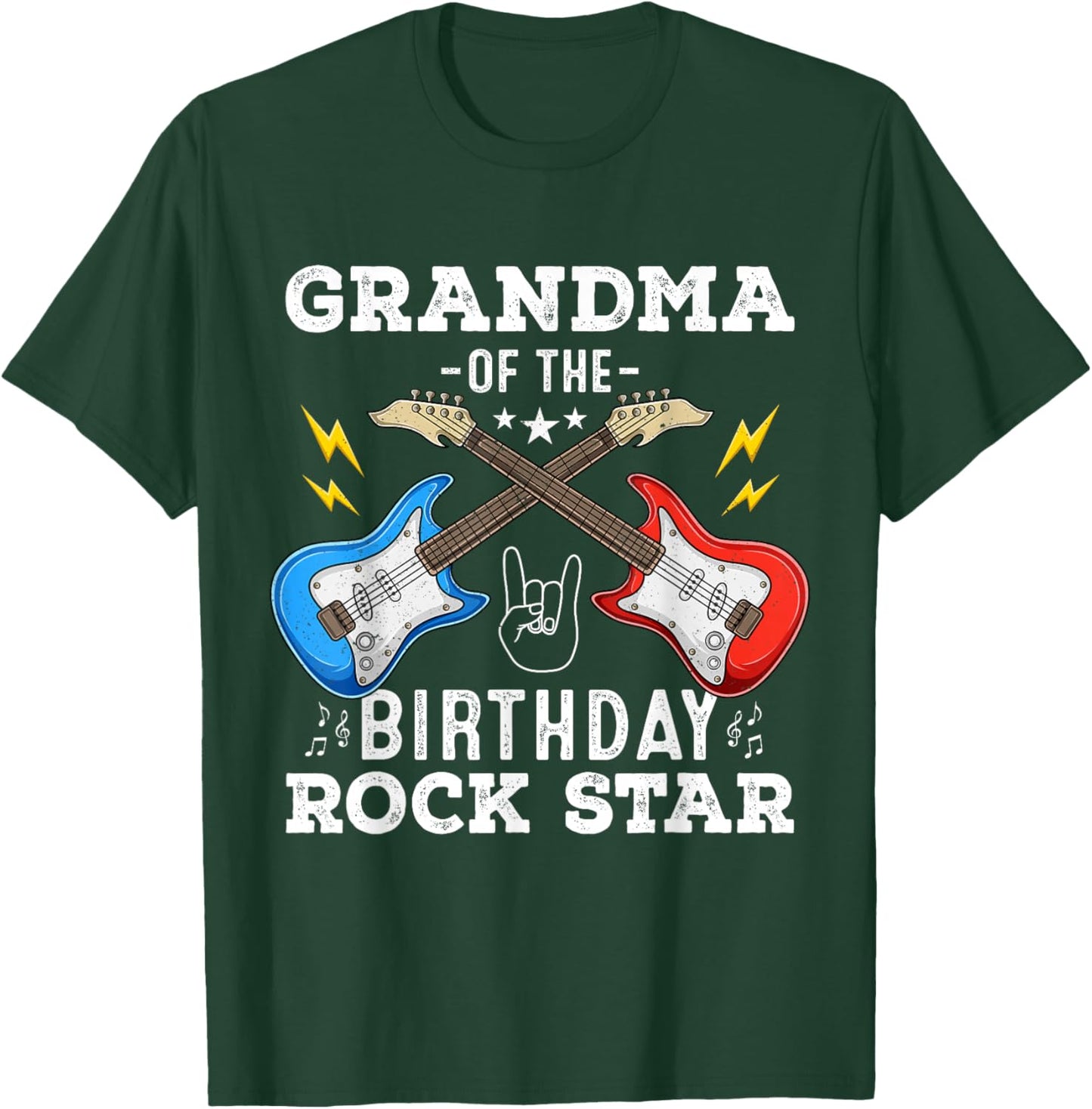 Grandma Of The Birthday Rock Star Guitar Themed Birthday T-Shirt - T-Shirt | Forest