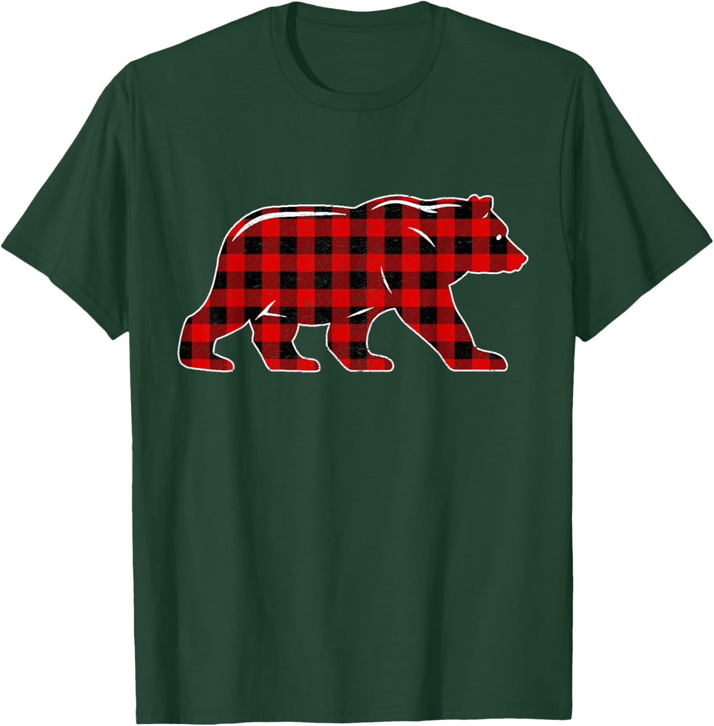 Red Buffalo Plaid Christmas Bear Pajama Sweater Women Men T-Shirt - T-Shirt | Forest