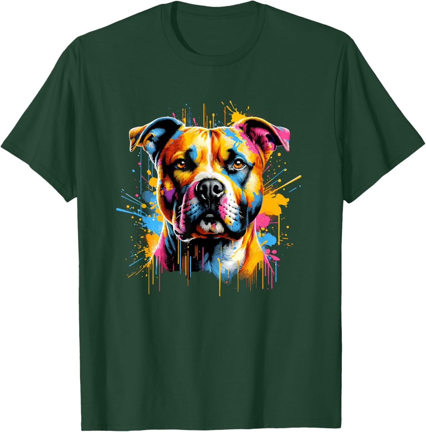 Splash Art American Staffordshire Terrier Amstaff T-Shirt - T-Shirt | Forest