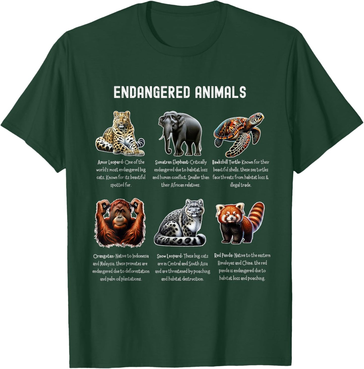 Educational Endangered Species Conservation Awareness T-Shirt - T-Shirt | Forest