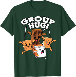 Funny Camping Smores Group Hug Marshmallow Chocolate Camper T-Shirt - T-Shirt | Forest
