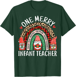 Infant Teacher Funny Gnomes Christmas Daycare Teacher T-Shirt - T-Shirt | Forest