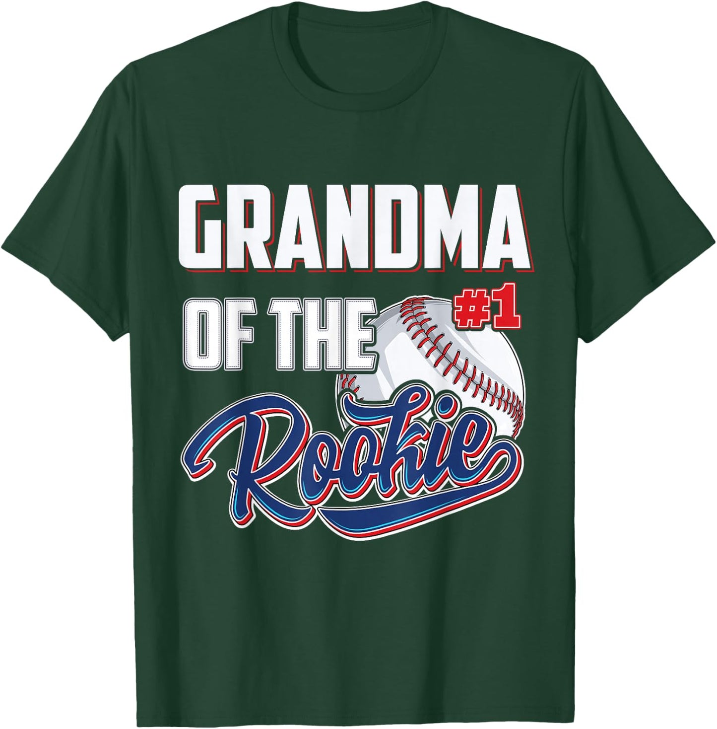 Grandma of Rookie 1 Years old Team 1st Birthday Baseball T-Shirt - T-Shirt | Forest