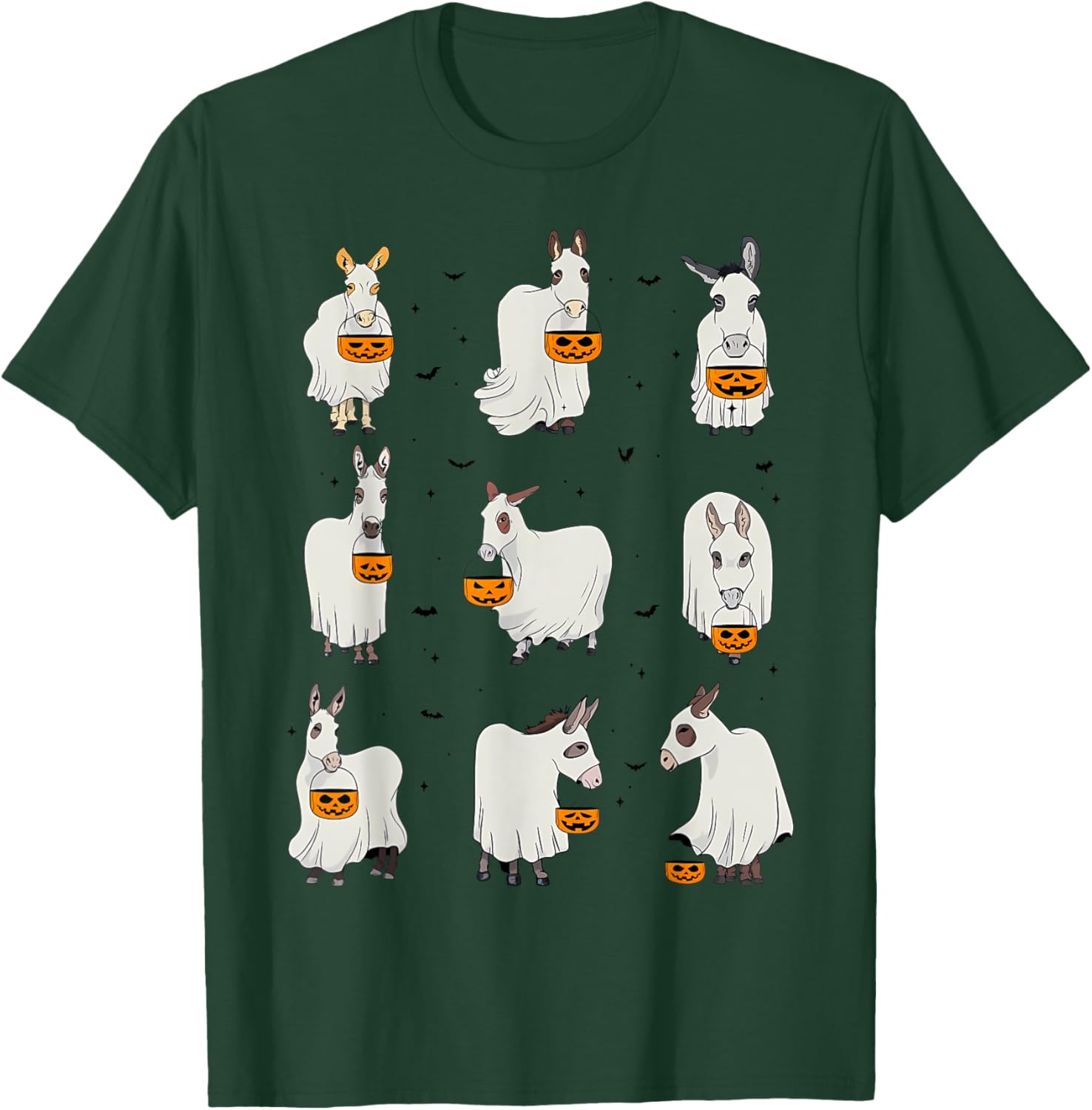 Spooky Donkey Ghost Halloween Donkey Animal Autumn Pumpkin T-Shirt - T-Shirt | Forest
