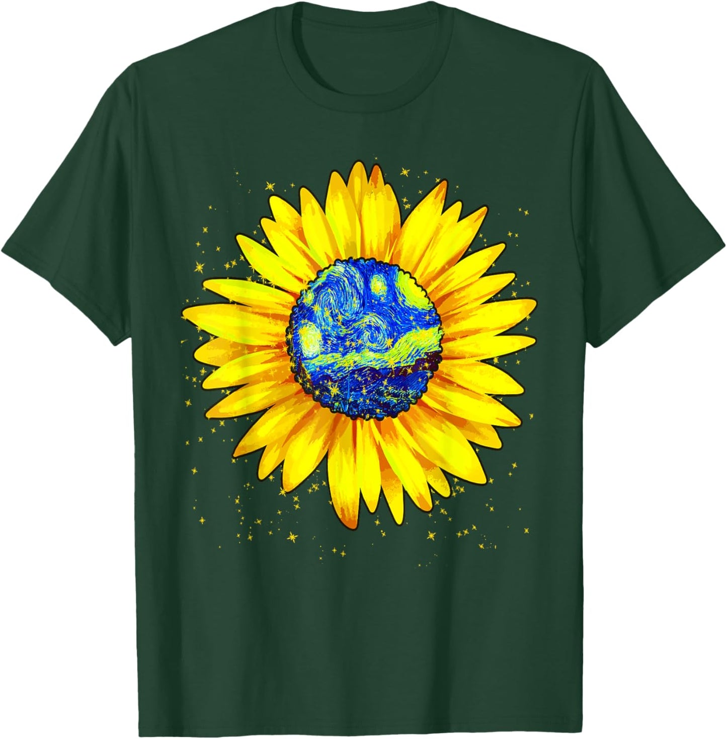 Vincent van Gogh Starry Night Sunflower Impressionism Art T-Shirt - T-Shirt | Forest