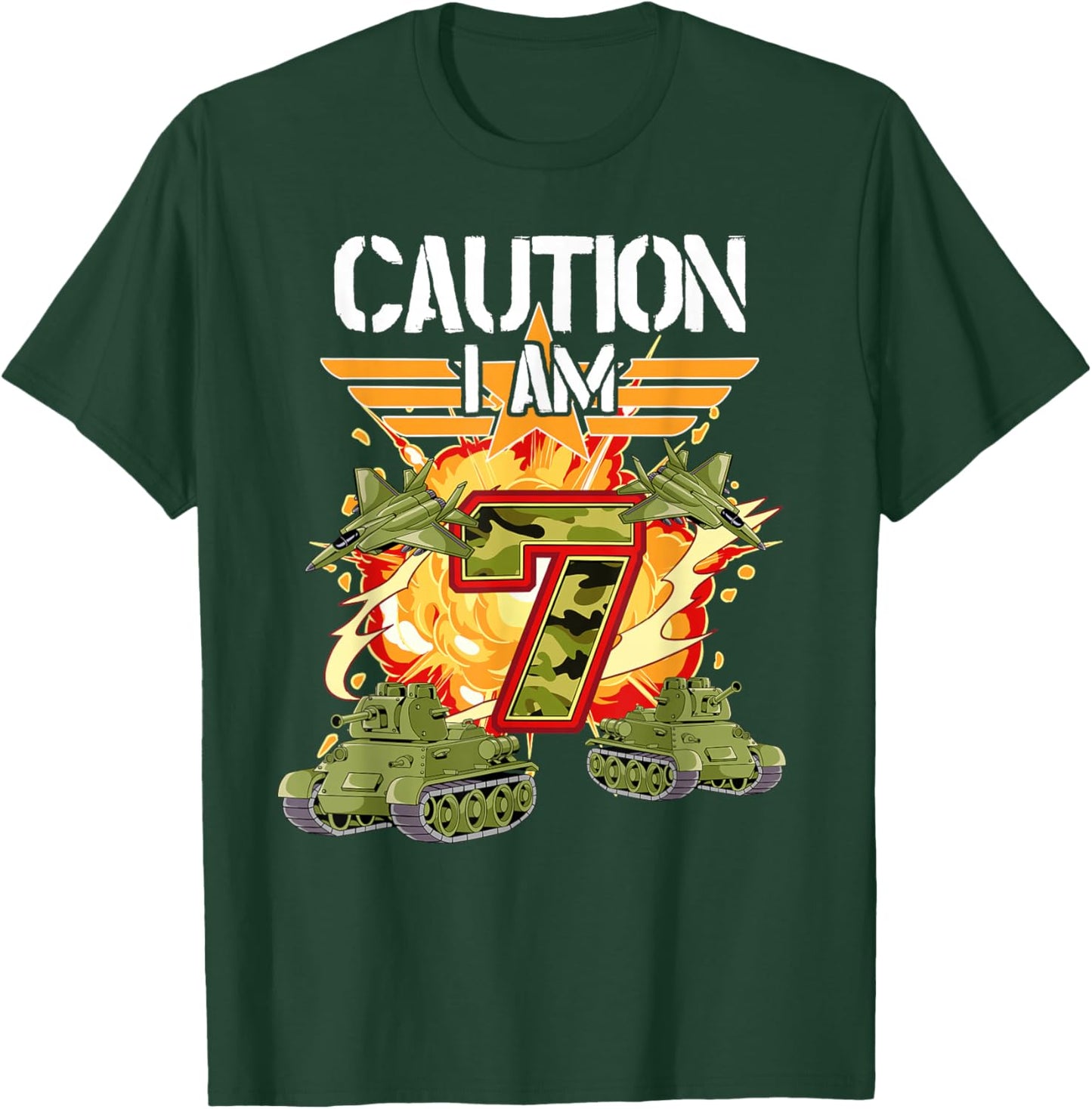 7th Birthday Army T-Shirt - T-Shirt | Forest