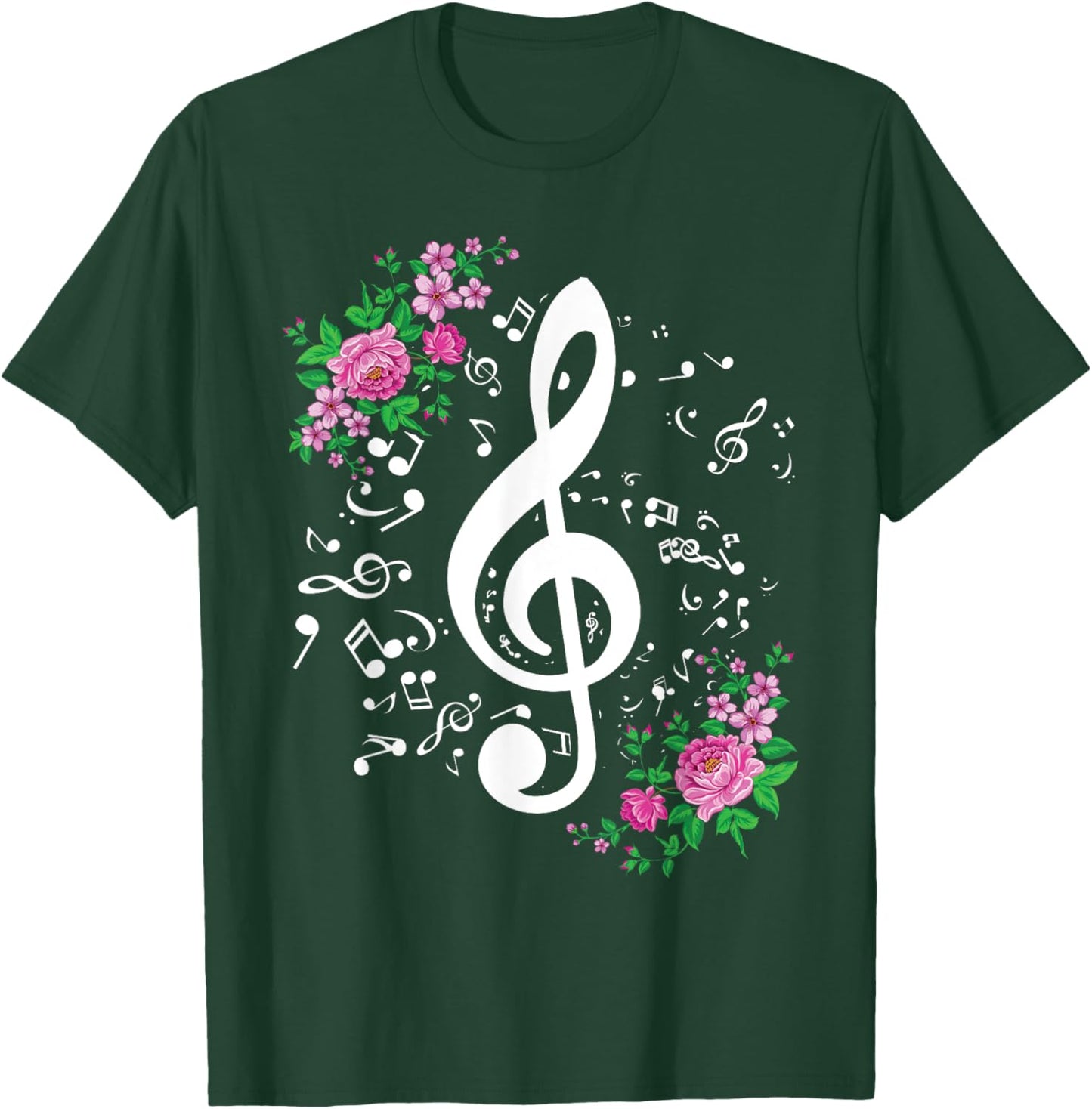 Cut Music Notes Clef Teacher,musical Notes and Flowers T-Shirt - T-Shirt | Forest