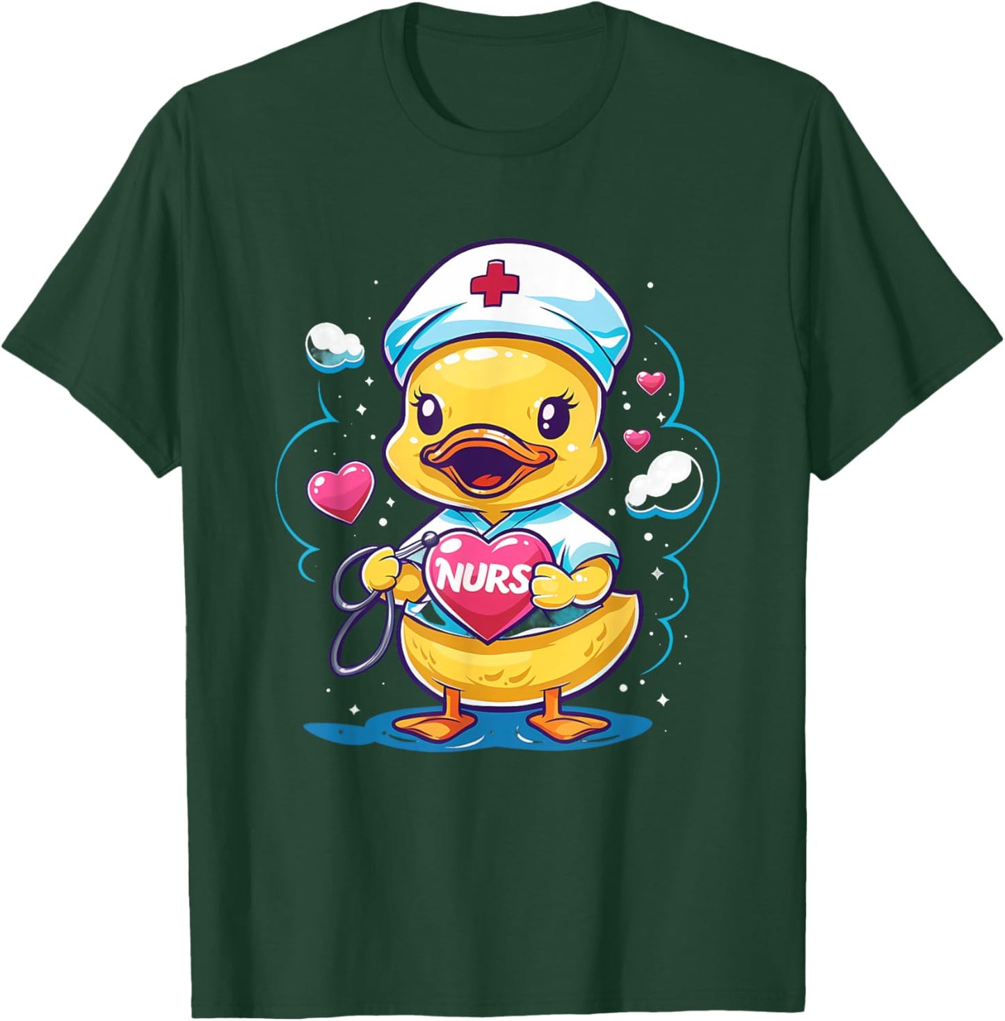 Rubber Duck Nurse Stethoscope Nursing Medical Rubber Duck T-Shirt - T-Shirt | Forest