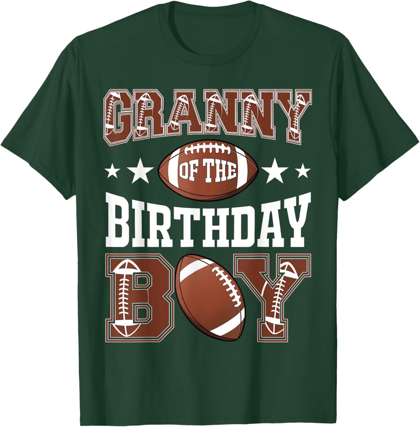 Granny Of The Birthday Boy Football Game Day T-Shirt - T-Shirt | Forest