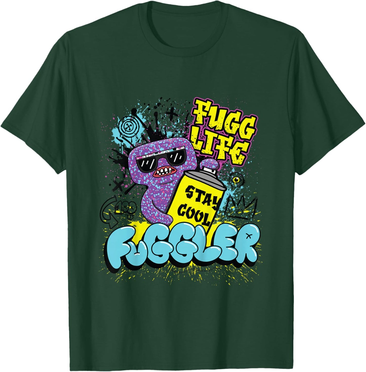 Fuggler Squidge Fugg Life Graffiti Spray Can Kids T-Shirt - T-Shirt | Forest