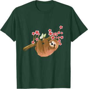Vintage Sloth Shirt Japanese Cherry Blossom Flower Sakura T-Shirt - T-Shirt | Forest