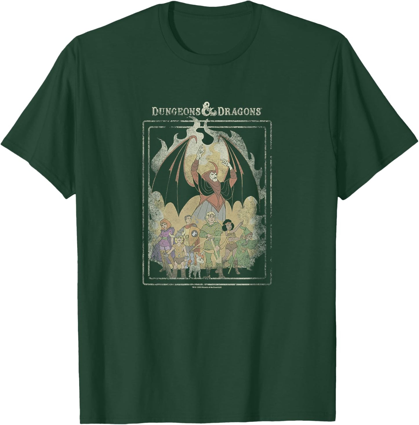 Dungeons & Dragons Group Shot Retro Flames T-Shirt - T-Shirt | Forest