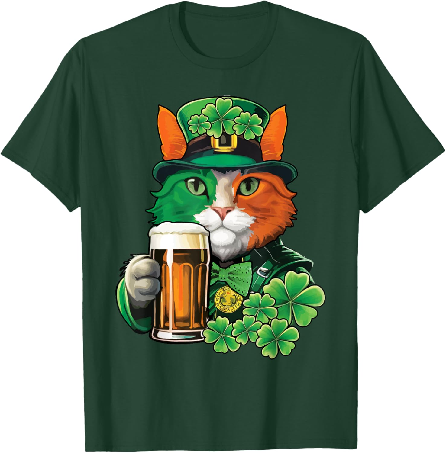Cat Holding Beer St Patricks Day Saint Patricks Day T-Shirt - T-Shirt | Forest