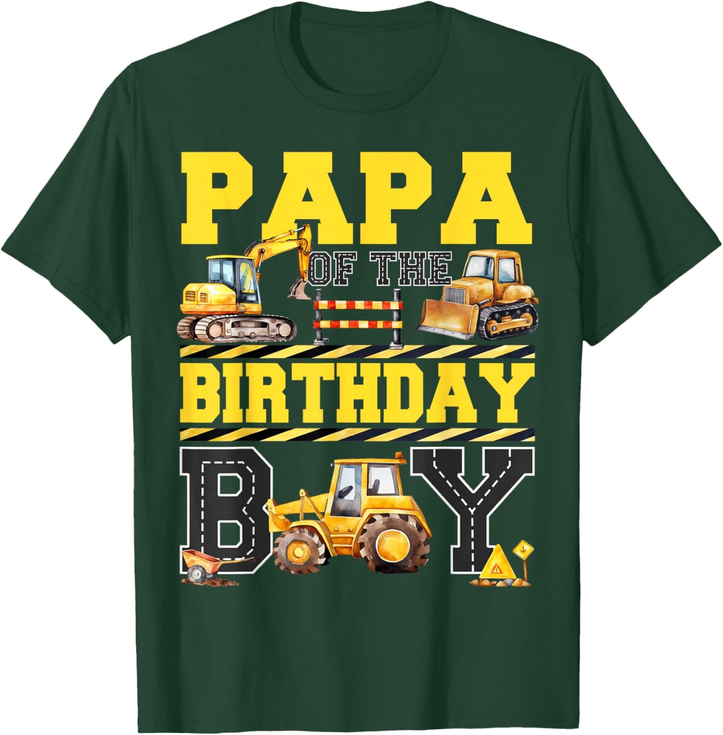 Papa Of The Birthday Digger for Boy Excavator Builder Bday T-Shirt - T-Shirt | Forest