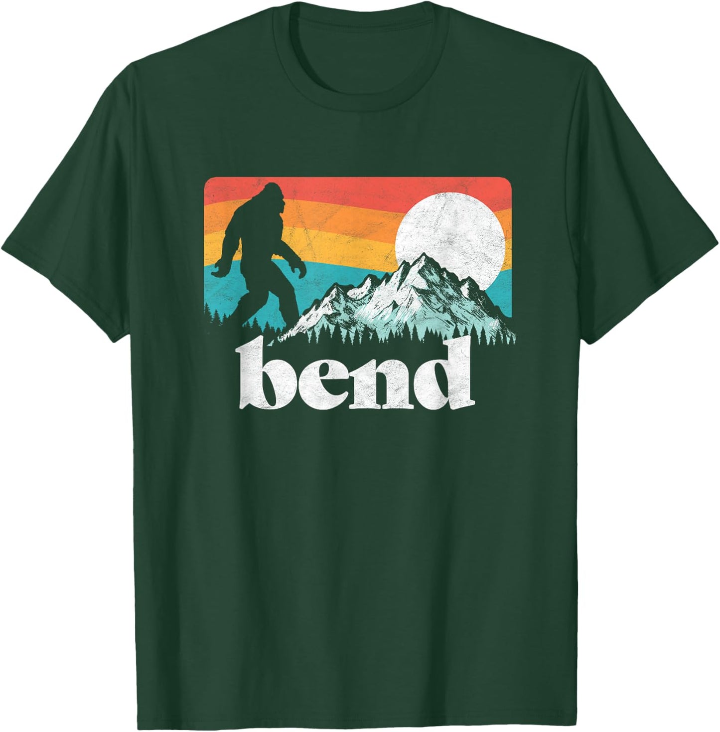 Bend Oregon Retro Bigfoot Mountains Vintage Graphic T-Shirt - T-Shirt | Forest
