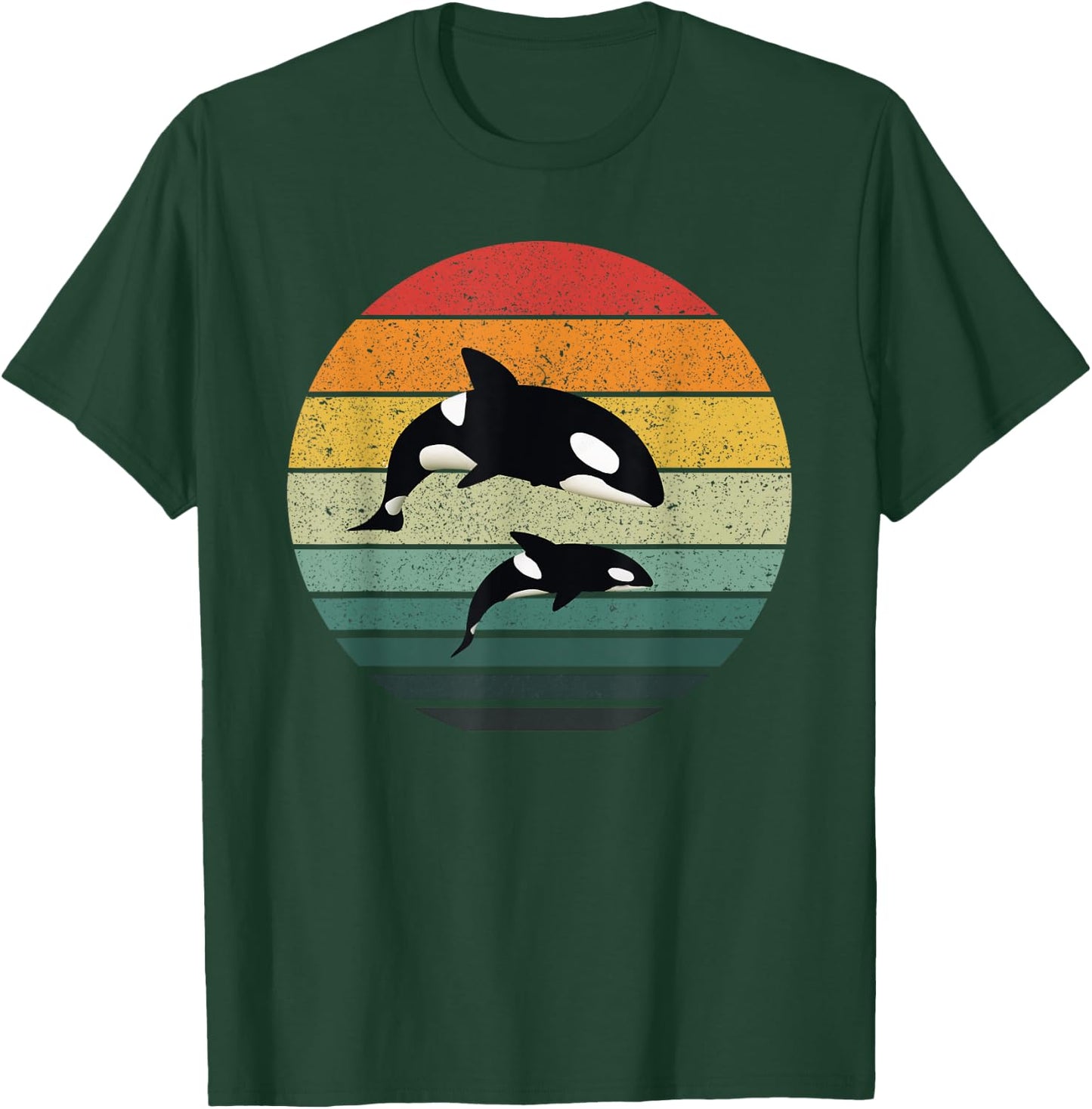Orca Family Vintage Retro Art, Killer Whale Family T-Shirt - T-Shirt | Forest