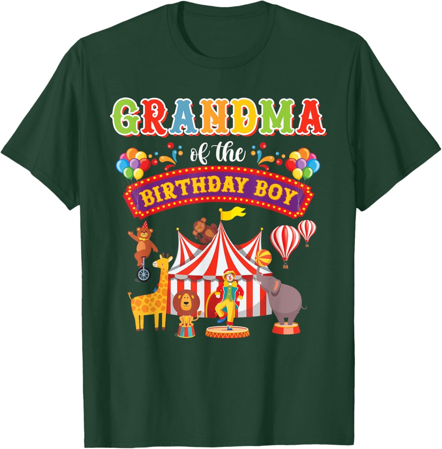 Grandma Of The Birthday Boy Carnival Circus 1st Birthday T-Shirt - T-Shirt | Forest