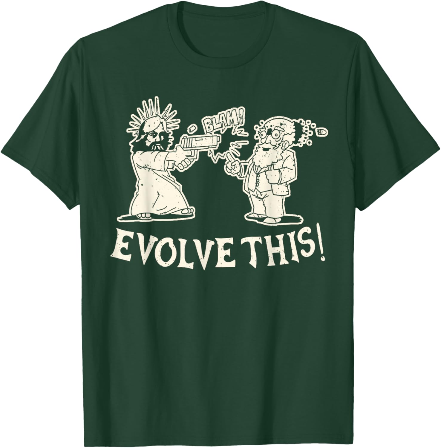 Vintage Evolve This Jesus And Darwin 3 T-Shirt - T-Shirt | Forest