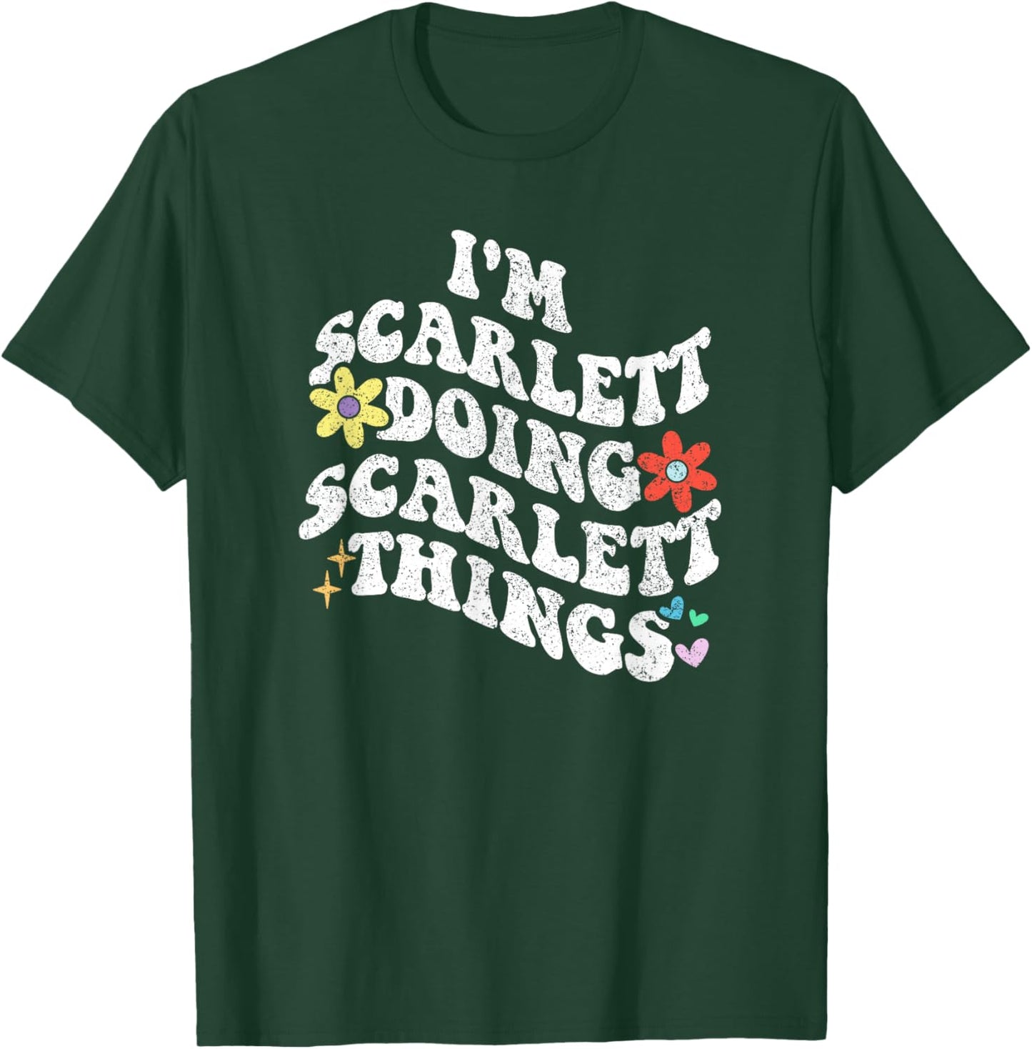 Personalized Name Mothers Day outfit Retro Groovy Im SCARLETT Doing SCARLETT Things Funny T-Shirt - T-Shirt | Forest