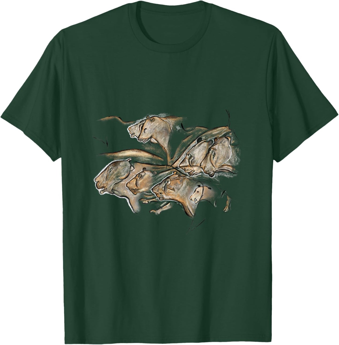 Prehistoric Stone Age Cave Painting of Lions from Chauvet T-Shirt - T-Shirt | Forest