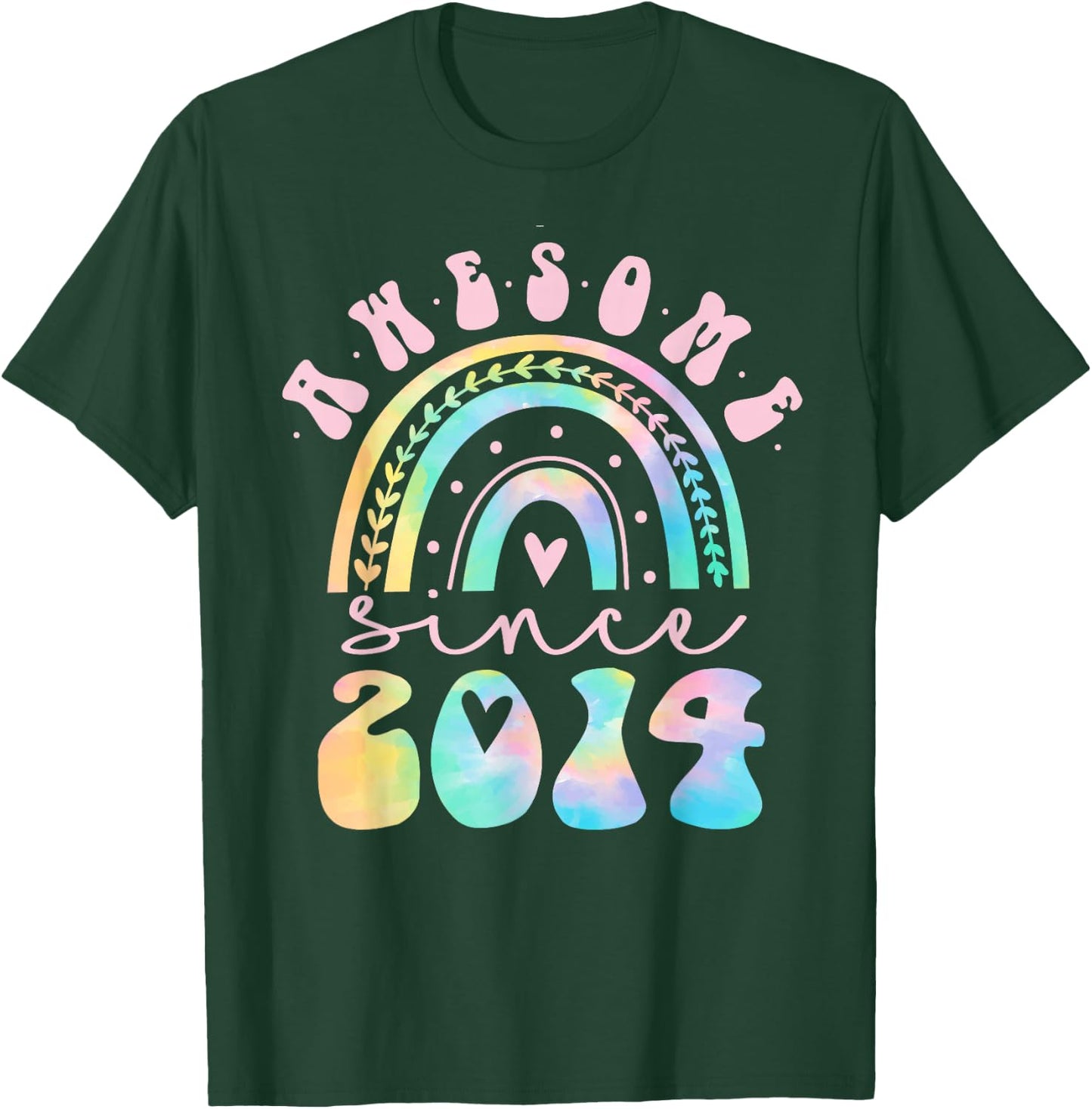 Awesome Since 2014 11 Year Old Rainbow Tie Dye 11th Birthday T-Shirt - T-Shirt | Forest