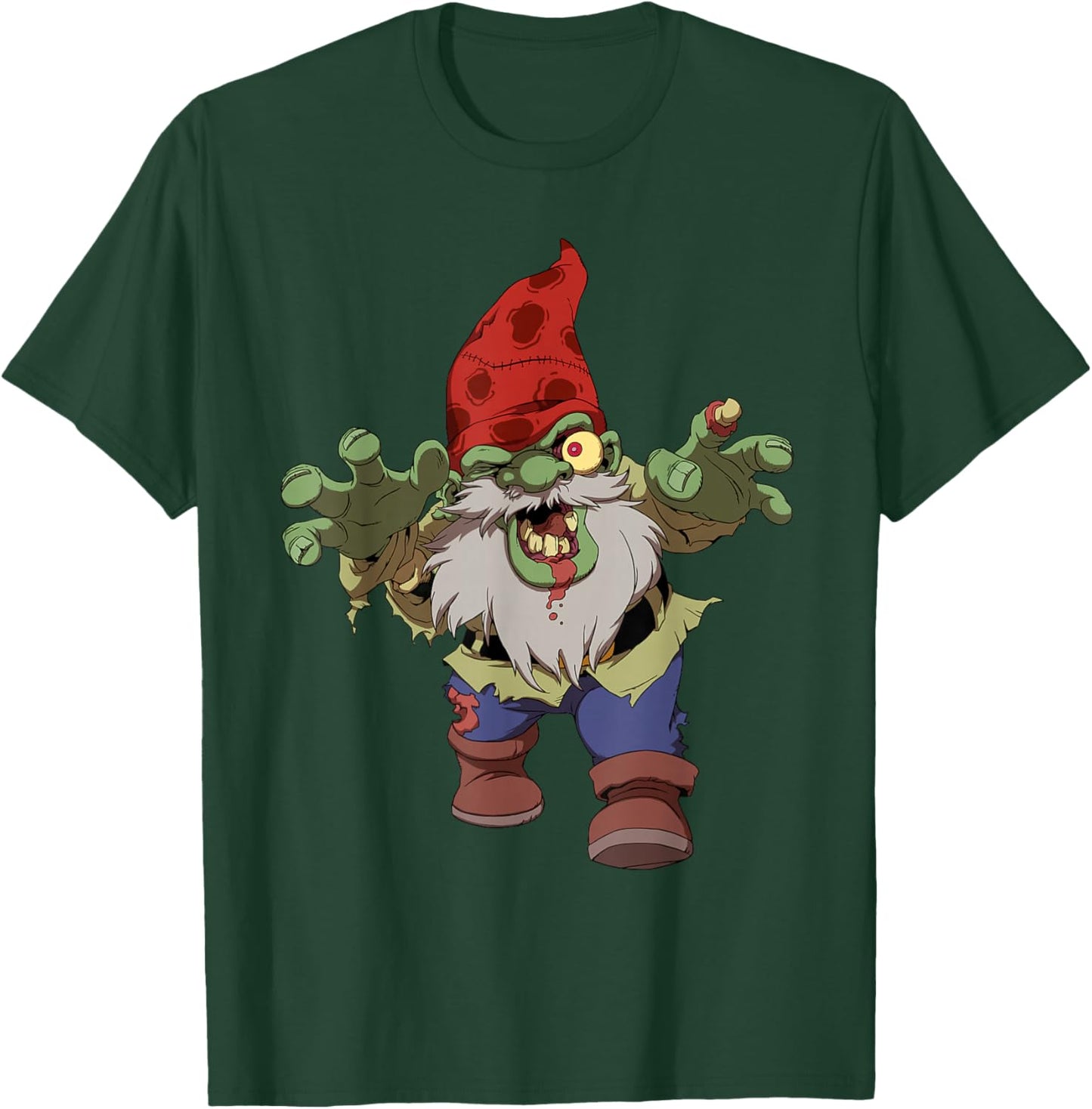 Zombie Gnome Funny Halloween Men Women T-Shirt - T-Shirt | Forest