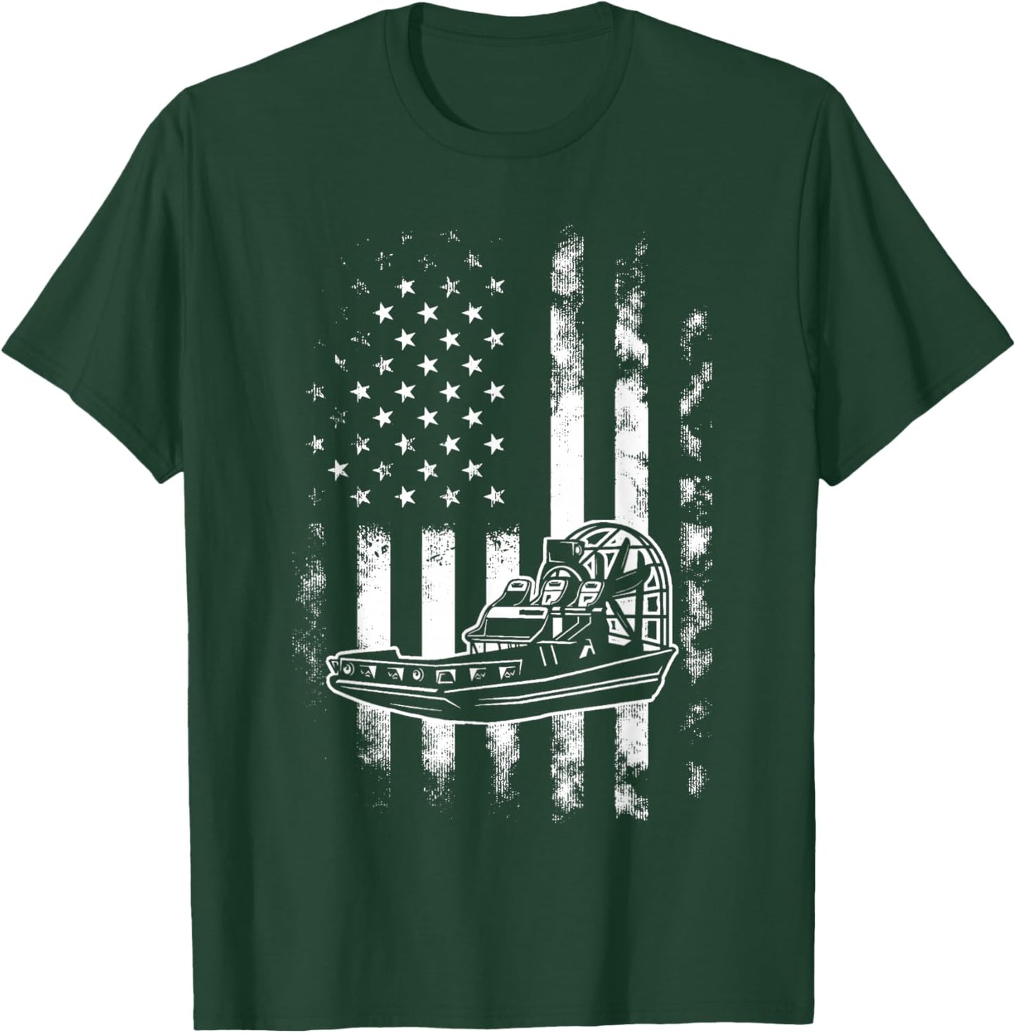 American US Flag Airboat T-Shirt - T-Shirt | Forest