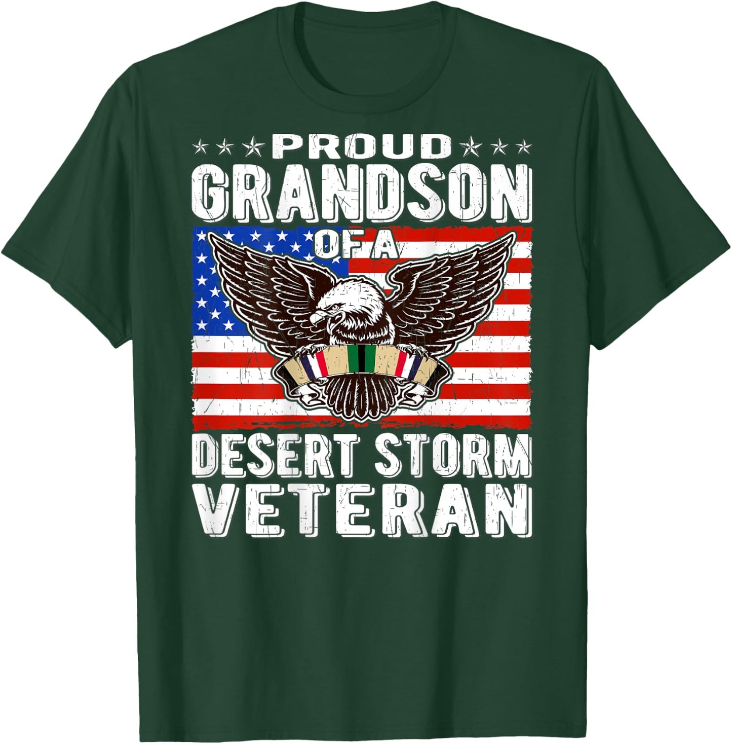 Proud Grandson Of Desert Storm Veteran Persian Gulf War Vet T-Shirt - T-Shirt | Forest