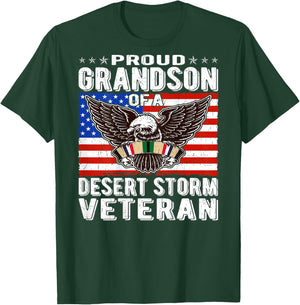 Proud Grandson Of Desert Storm Veteran Persian Gulf War Vet T-Shirt - T-Shirt | Forest