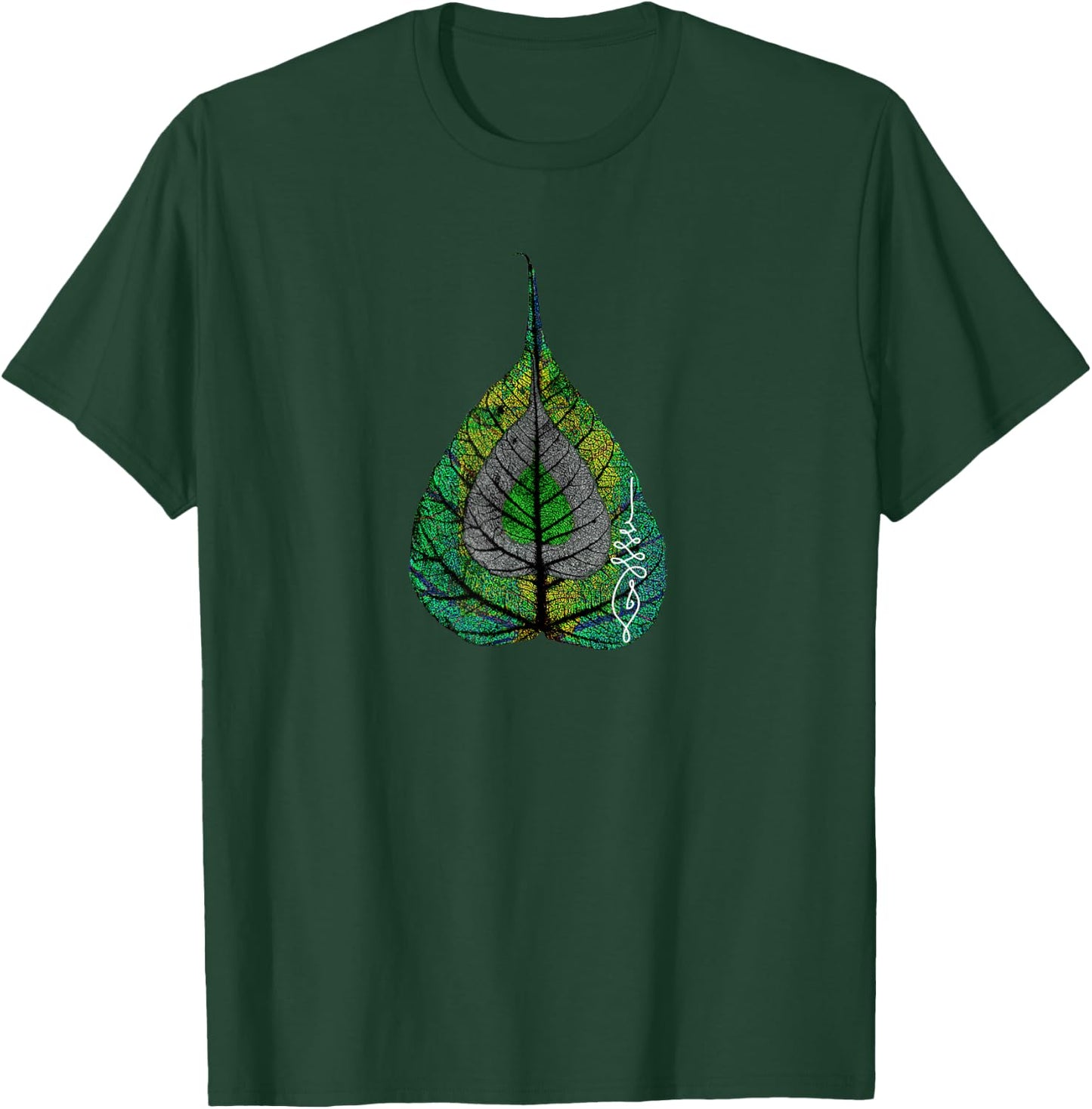 Buddha Meditation Bodhi Leaf Unalome T-Shirt - T-Shirt | Forest