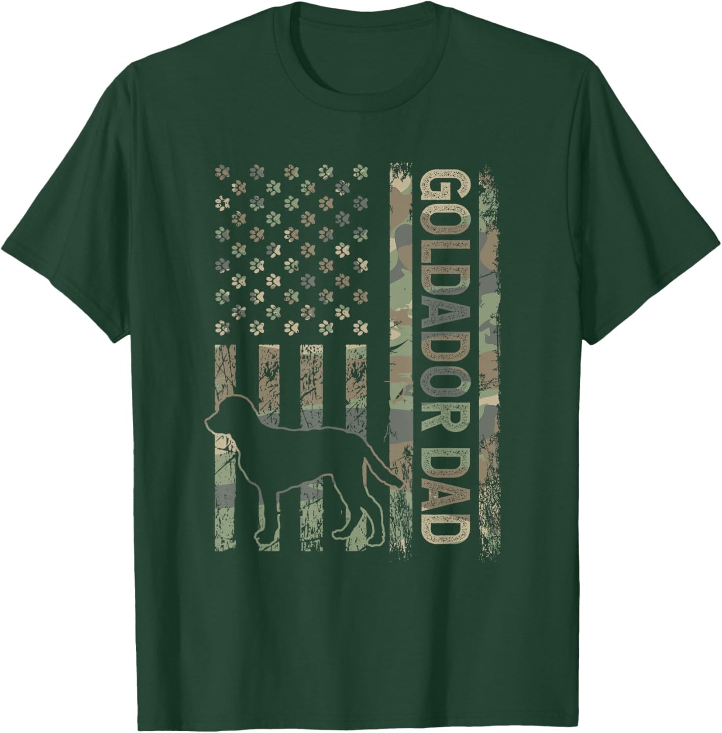Patriotic Goldador Dad USA Flag Camo Crossbreed Lover T-Shirt - T-Shirt | Forest