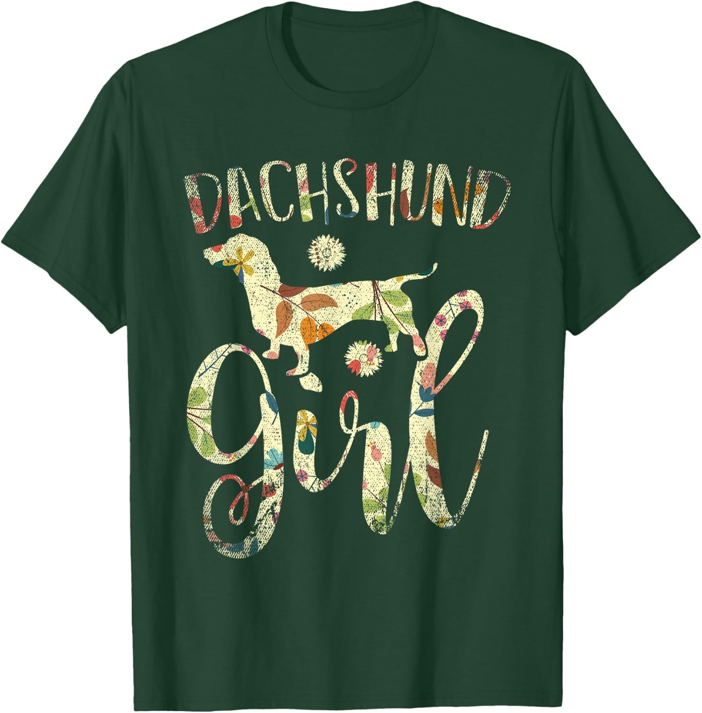 Dachshund Girl Dog Lover Women Girls Gift Vintage Dachshund T-Shirt - T-Shirt | Forest