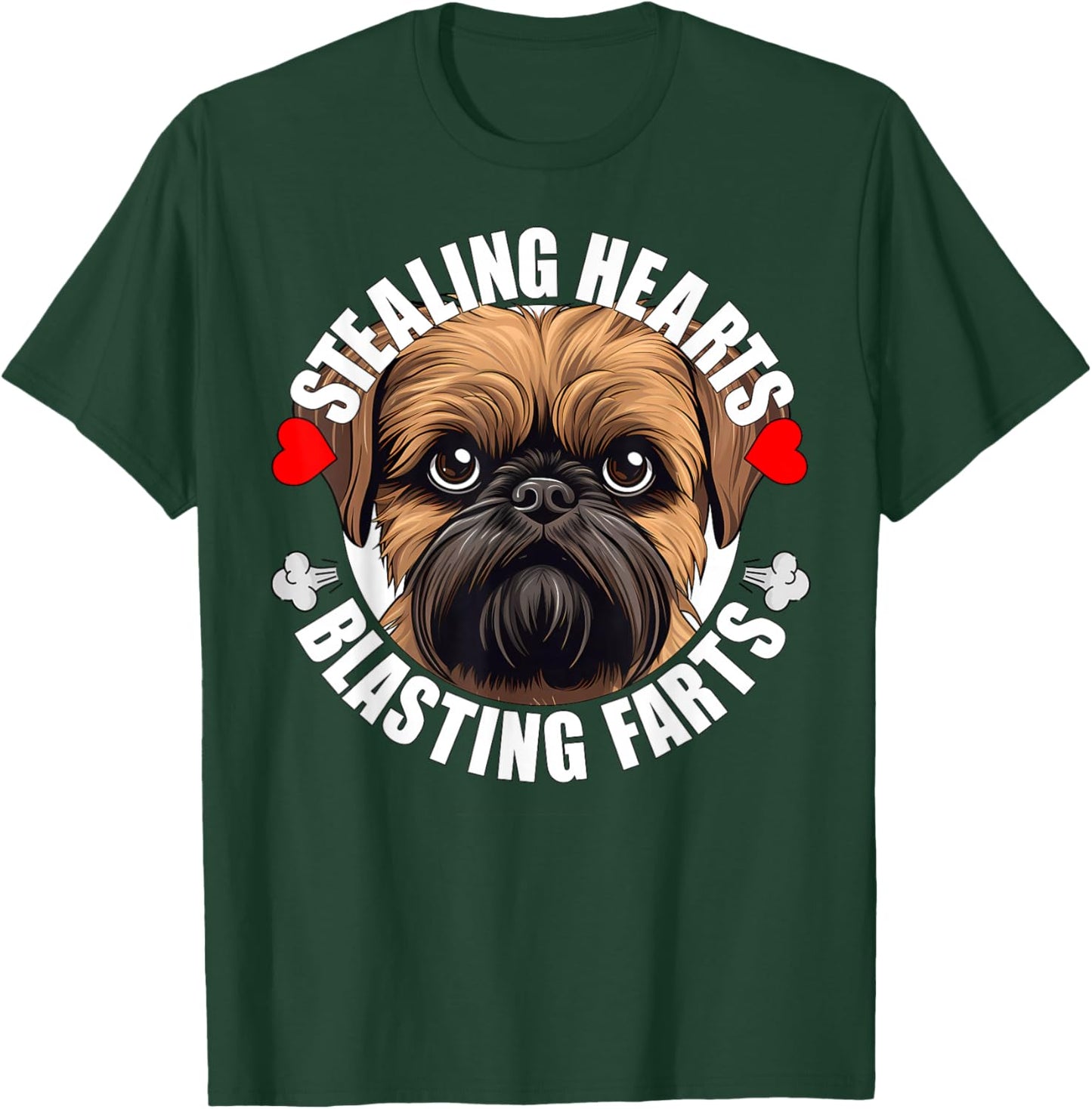 Funny Brussels Griffon Stealing Hearts Blasting Farts Dog T-Shirt - T-Shirt | Forest