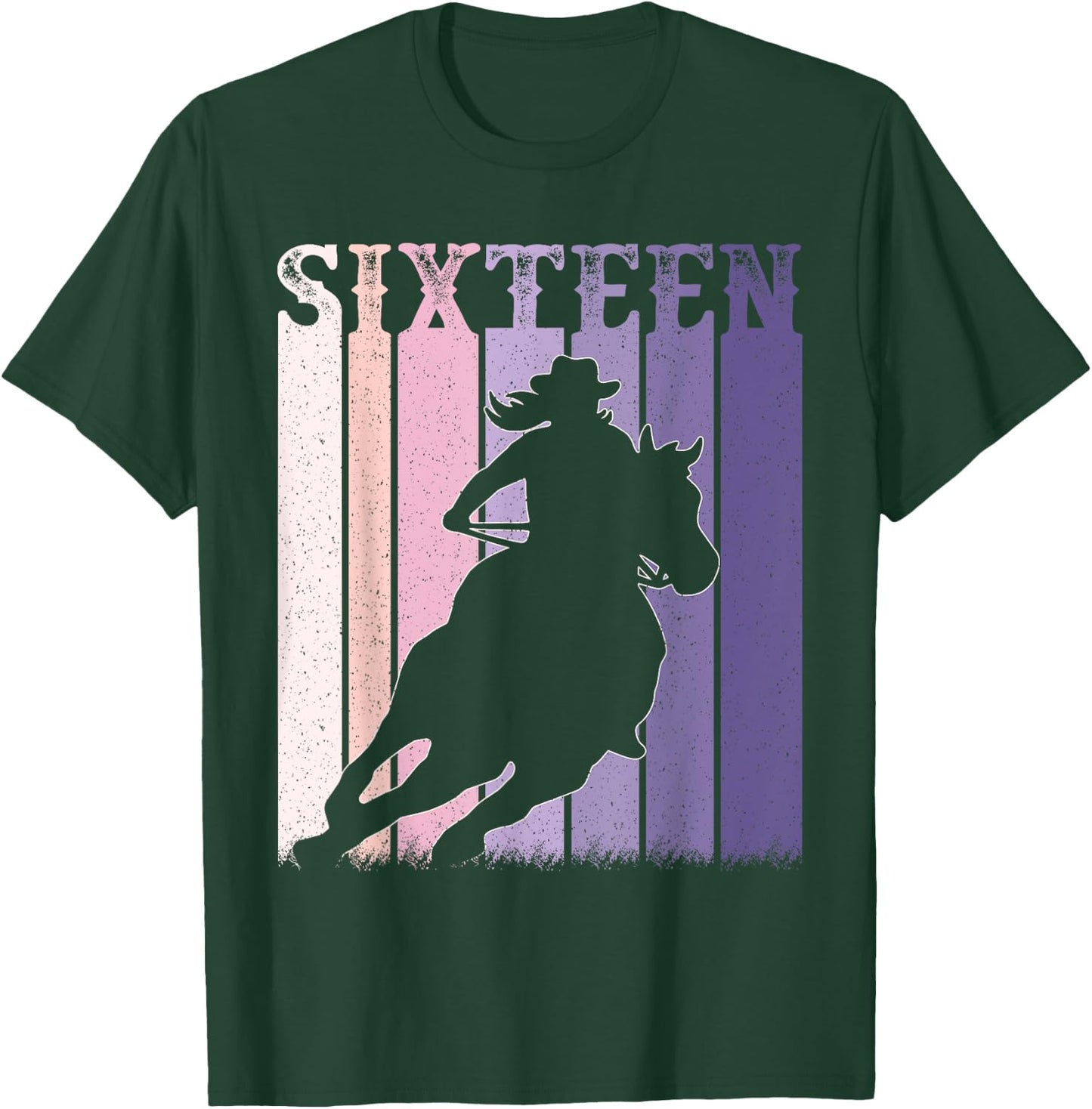 16th Birthday Cowgirl Girls 16 Year Old Rodeo Horse Vintage T-Shirt - T-Shirt | Forest