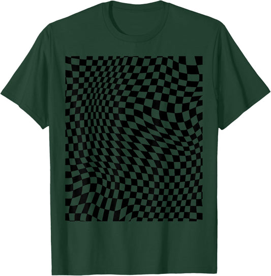 Aesthetic Black Checkered T-Shirt - T-Shirt | Forest