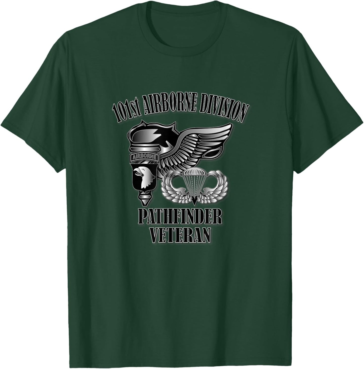 101st Airborne Pathfinder Veteran (Front Design) T-Shirt - T-Shirt | Forest