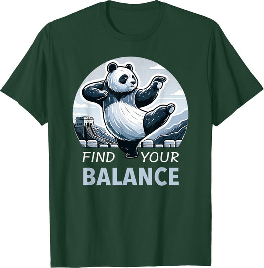 Tai Chi Panda and Great Wall of China Chinese Kungfu T-Shirt - T-Shirt | Forest