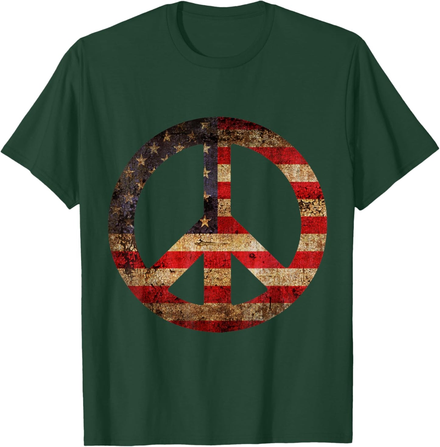 Vintage US American Flag Peace Sign 4th of July T-Shirt - T-Shirt | Forest