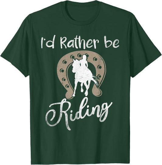 Horse Shirts Girls I'd Rather Be Riding Horseback T-Shirt - T-Shirt | Forest
